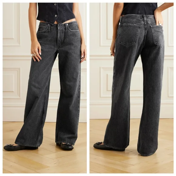 Agolde Lex Wide Leg Jean in Paradox Faded Black Size 28 Raw hem - Picture 4 of 14